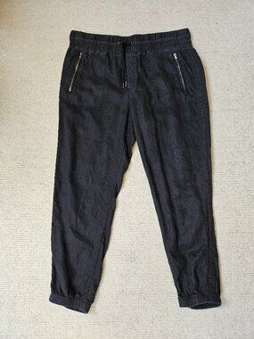 Athleta Cabo Linen Jogger Pants Black 14 530642 Casual Travel